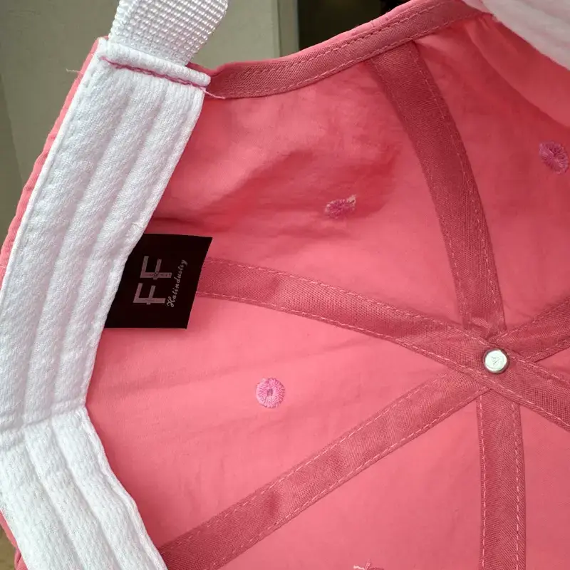 Women Korean Style Peaked Cap with Letter Embroidery Pink & White — feature 28