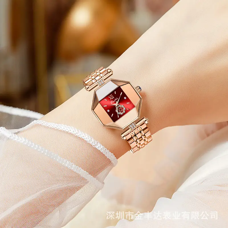 Rose Gold Crown Watch for Women with Diamond Band - Image 5