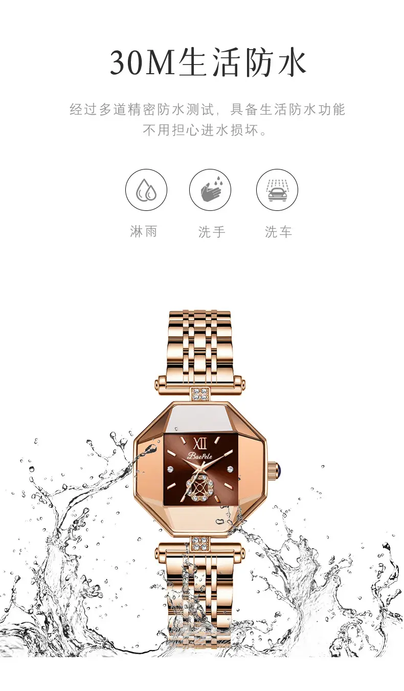 Rose Gold Crown Watch for Women with Diamond Band — feature 3