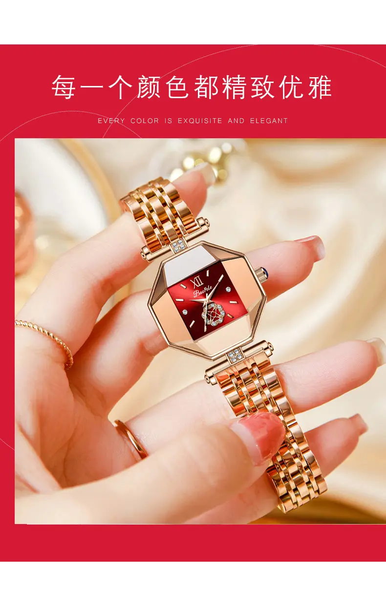 Rose Gold Crown Watch for Women with Diamond Band — feature 4