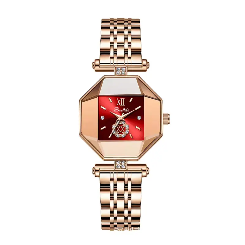 Rose Gold Crown Watch for Women with Diamond Band - Image 3