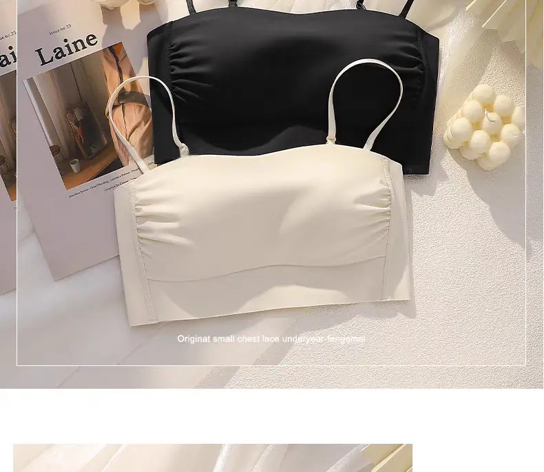 Seamless Strapless Bra for Women with Thin Straps, Small Bust, Push-Up, Beautiful Back, Backless Camisole Dress, Integrated Bra — feature 41
