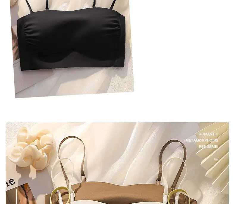 Seamless Strapless Bra for Women with Thin Straps, Small Bust, Push-Up, Beautiful Back, Backless Camisole Dress, Integrated Bra — feature 45