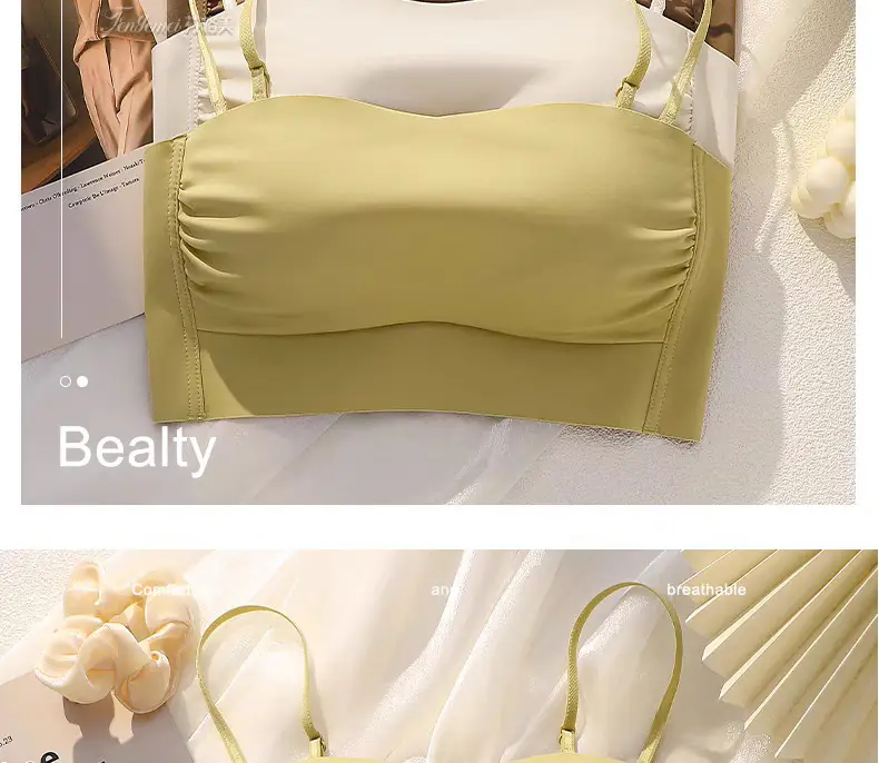 Seamless Strapless Bra for Women with Thin Straps, Small Bust, Push-Up, Beautiful Back, Backless Camisole Dress, Integrated Bra — feature 46