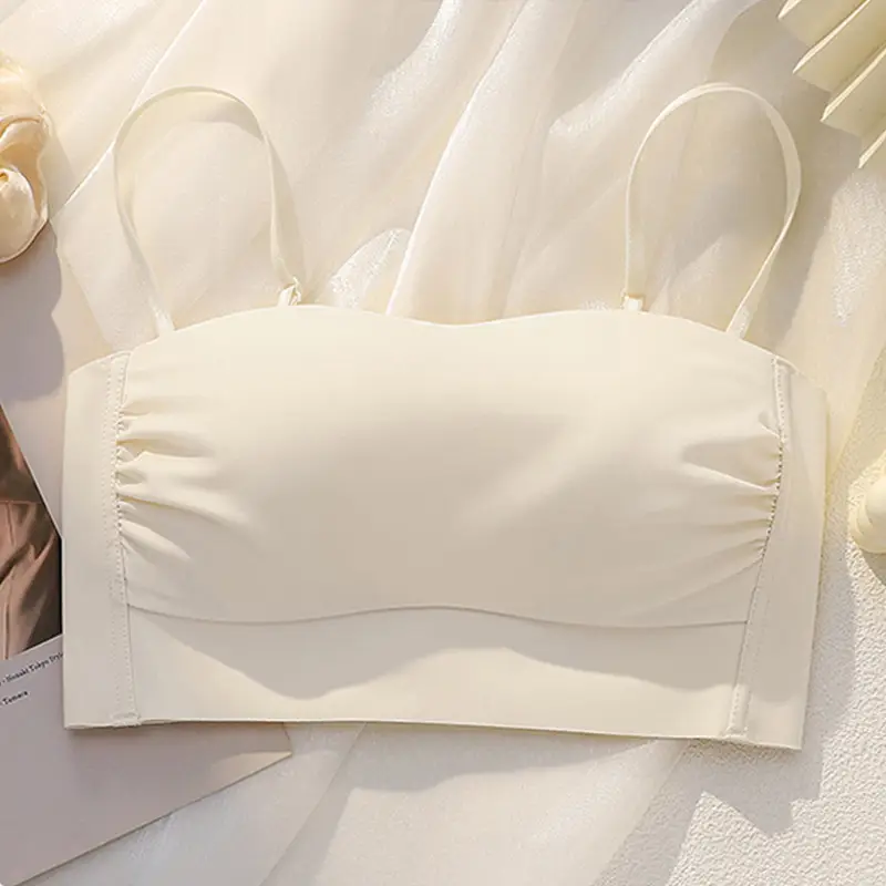 Seamless Strapless Bra for Women with Thin Straps, Small Bust, Push-Up, Beautiful Back, Backless Camisole Dress, Integrated Bra