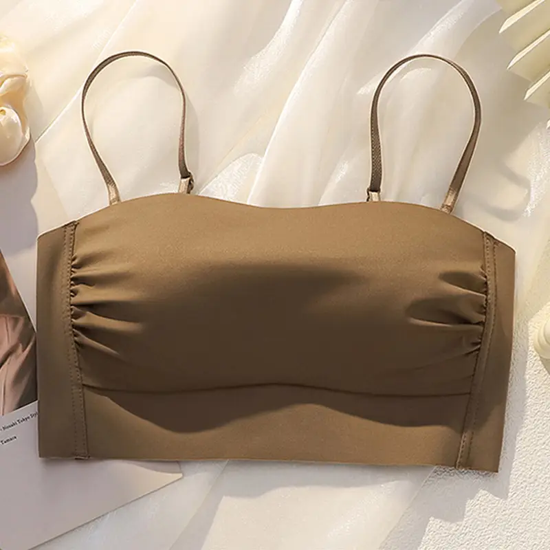 Seamless Strapless Bra for Women with Thin Straps, Small Bust, Push-Up, Beautiful Back, Backless Camisole Dress, Integrated Bra