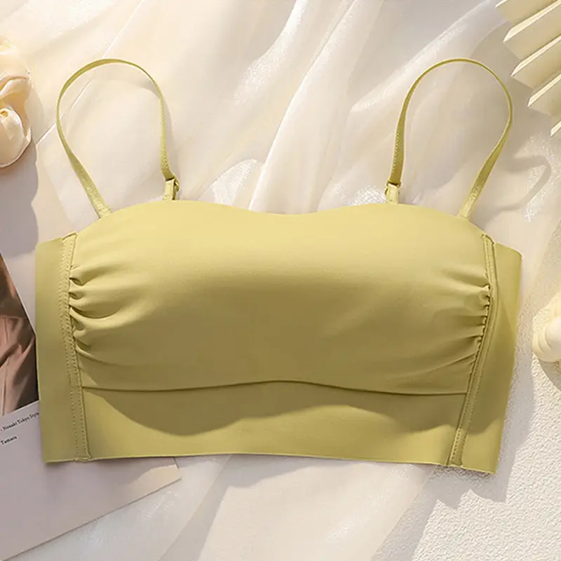 Seamless Strapless Bra for Women with Thin Straps, Small Bust, Push-Up, Beautiful Back, Backless Camisole Dress, Integrated Bra