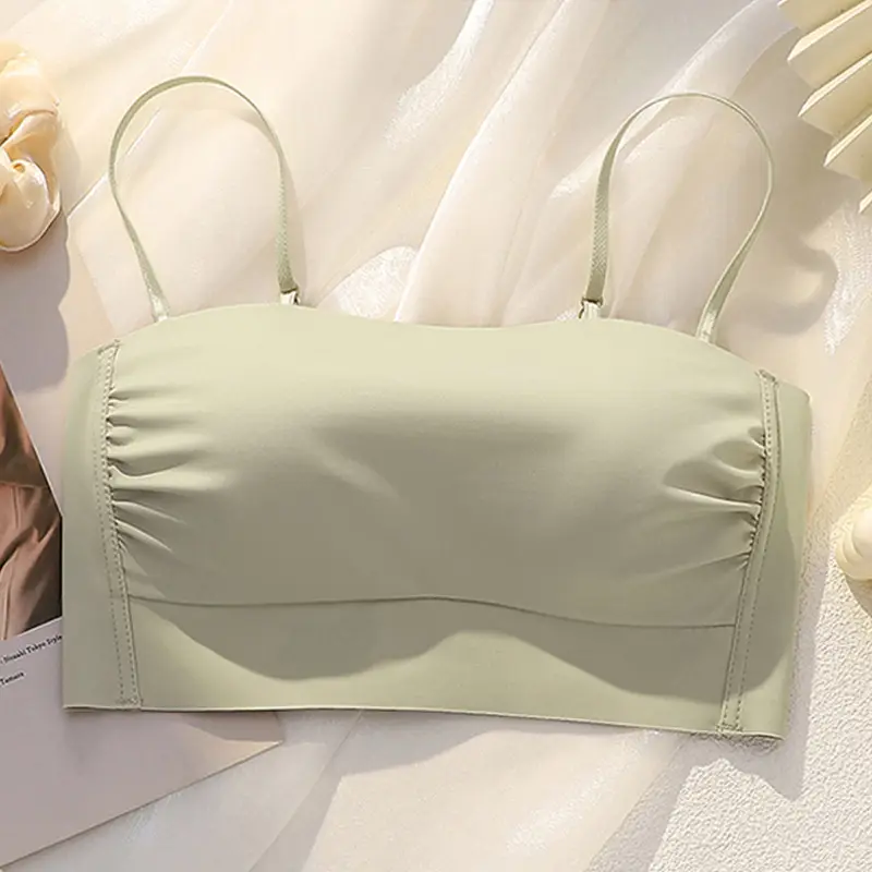 Seamless Strapless Bra for Women with Thin Straps, Small Bust, Push-Up, Beautiful Back, Backless Camisole Dress, Integrated Bra