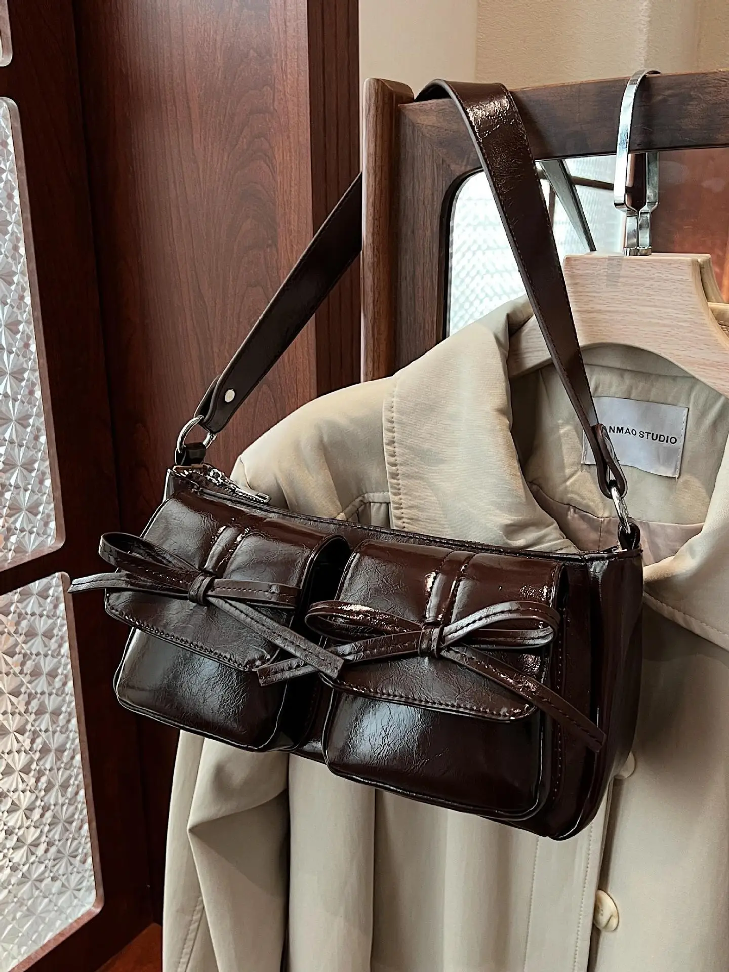 Retro Crossbody Bag Women Brown Leather 2025 - Image 12