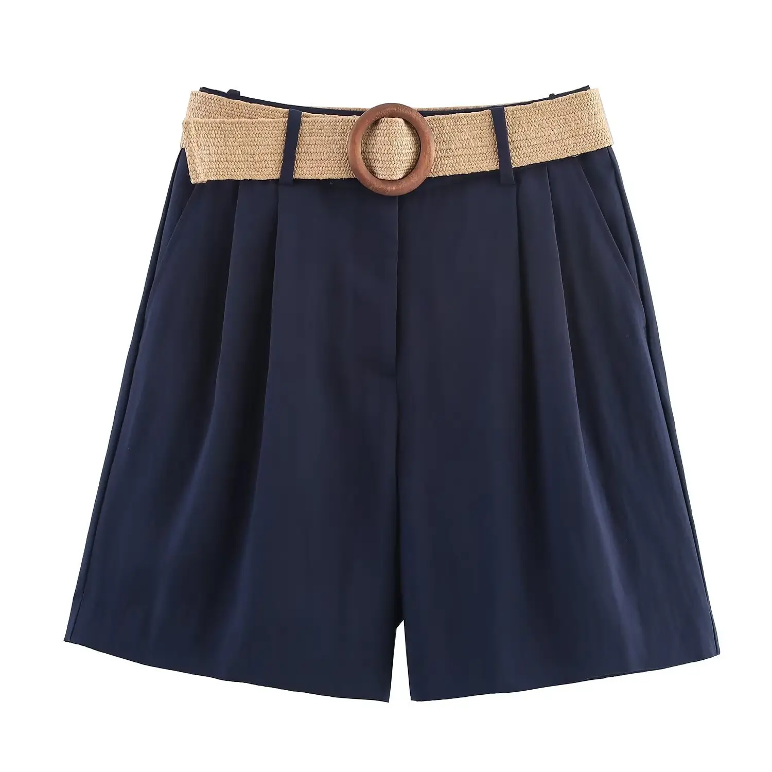 Women's Olive Belted Bermuda Shorts 2025 Summer