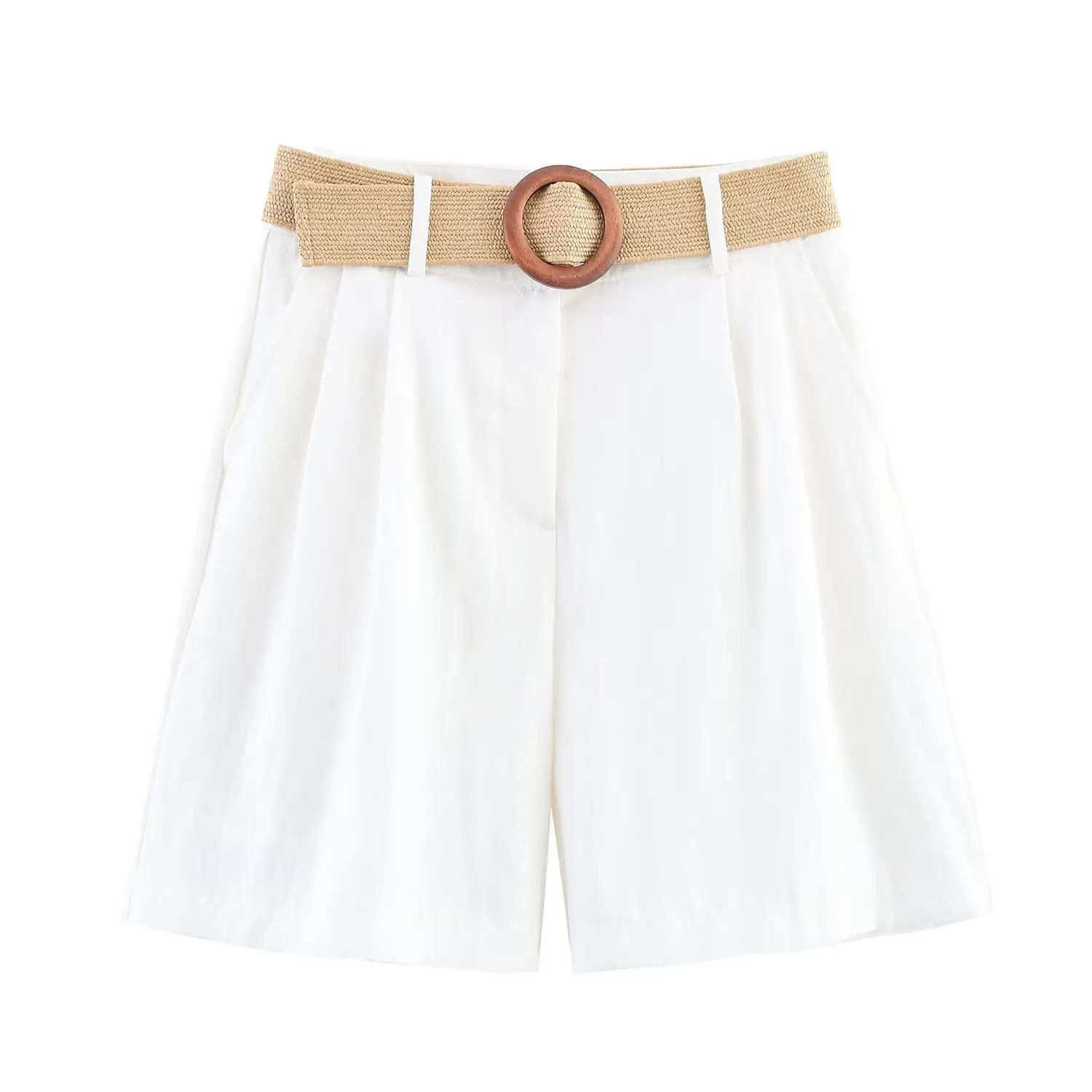 Women's Olive Belted Bermuda Shorts 2025 Summer