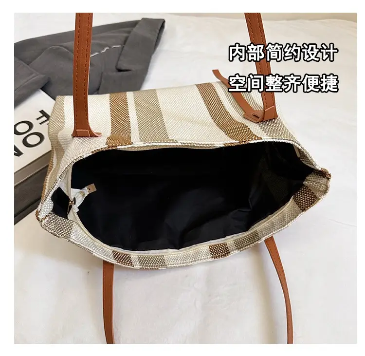 2025 Large Canvas Tote Bag with Vertical Stripes — feature 8