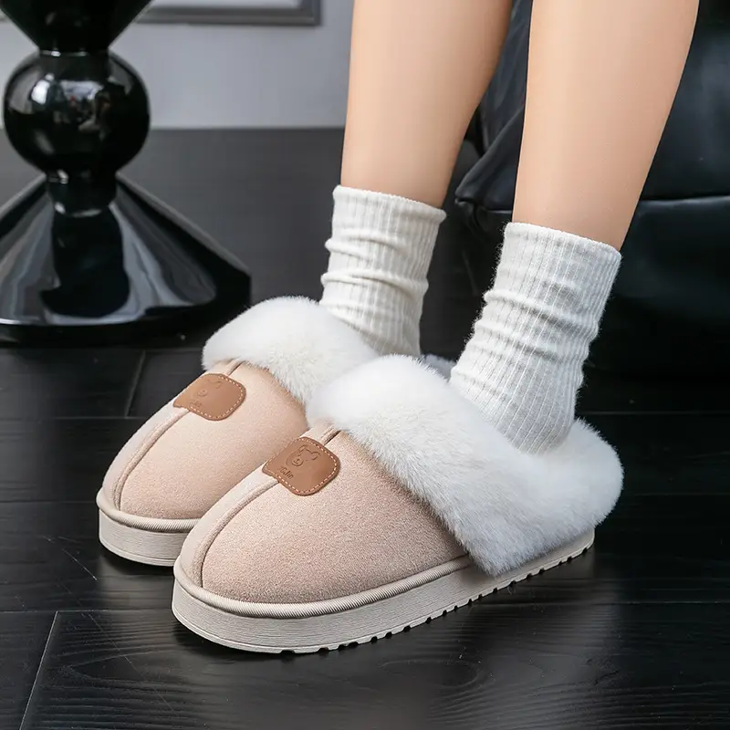 Thick-Soled Plush Warm Slippers for Home Use, Dormitory, Couples, Postpartum, Women's Autumn and Winter Indoor Cotton Slippers - Image 6