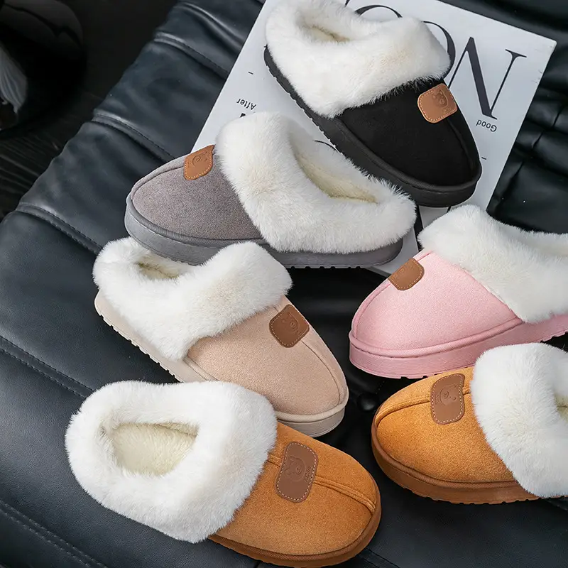 Thick-Soled Plush Warm Slippers for Home Use, Dormitory, Couples, Postpartum, Women's Autumn and Winter Indoor Cotton Slippers - Image 8