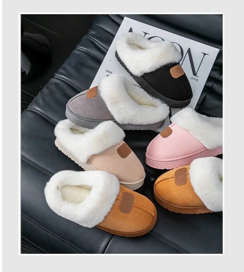Thick-Soled Plush Warm Slippers for Home Use, Dormitory, Couples, Postpartum, Women's Autumn and Winter Indoor Cotton Slippers — feature 11
