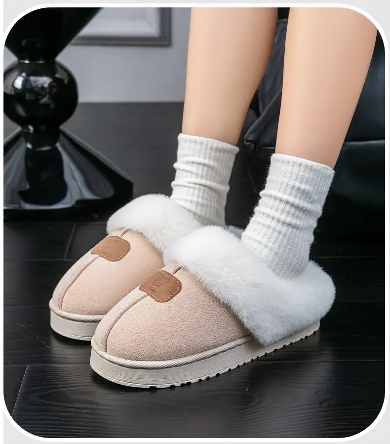 Thick-Soled Plush Warm Slippers for Home Use, Dormitory, Couples, Postpartum, Women's Autumn and Winter Indoor Cotton Slippers — feature 23