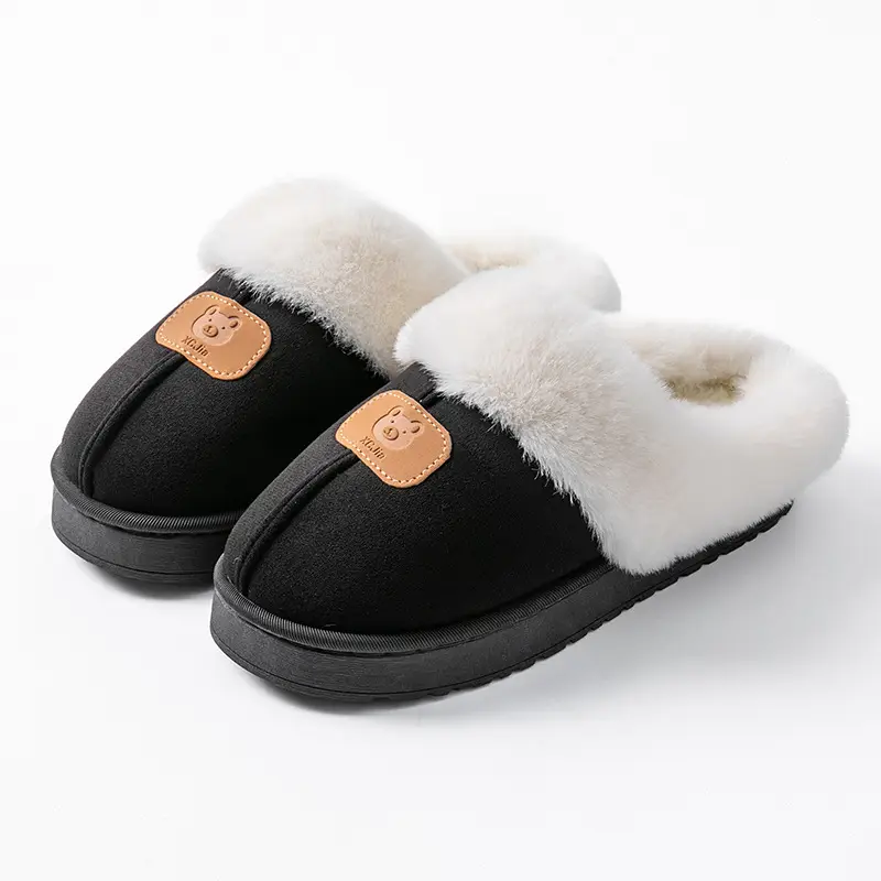 Thick-Soled Plush Warm Slippers for Home Use, Dormitory, Couples, Postpartum, Women's Autumn and Winter Indoor Cotton Slippers - Image 3