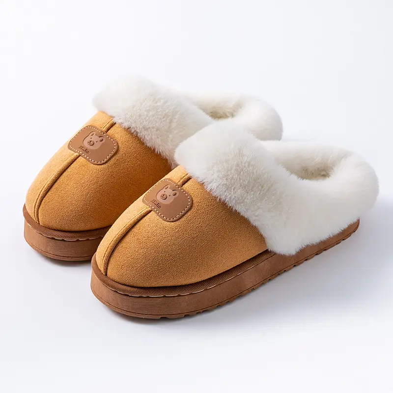Thick-Soled Plush Warm Slippers for Home Use, Dormitory, Couples, Postpartum, Women's Autumn and Winter Indoor Cotton Slippers - Image 4
