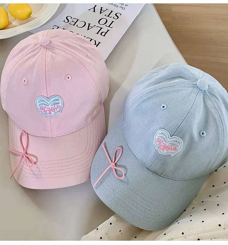 Mint Heart Bow Duck Cap Women Wide Brim Summer Hat — feature 12