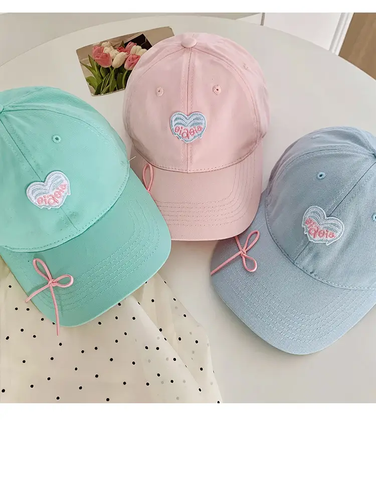 Mint Heart Bow Duck Cap Women Wide Brim Summer Hat — feature 13