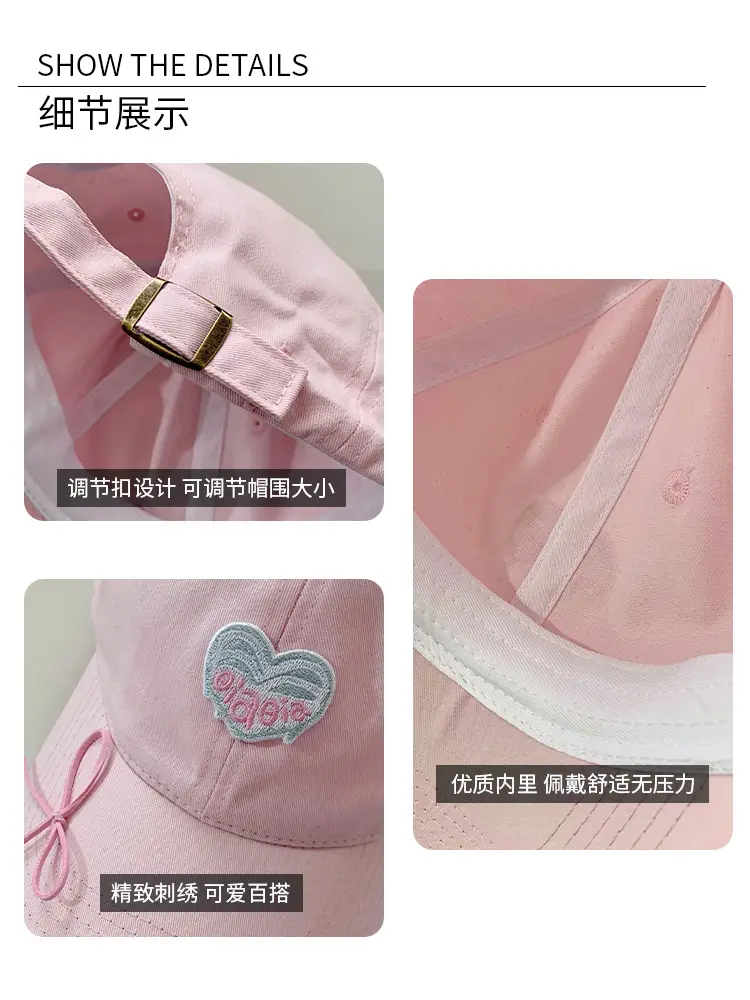 Mint Heart Bow Duck Cap Women Wide Brim Summer Hat — feature 3