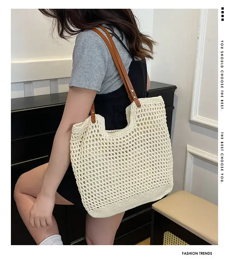Cotton Woven Beach Bag for Women Large Capacity — feature 1