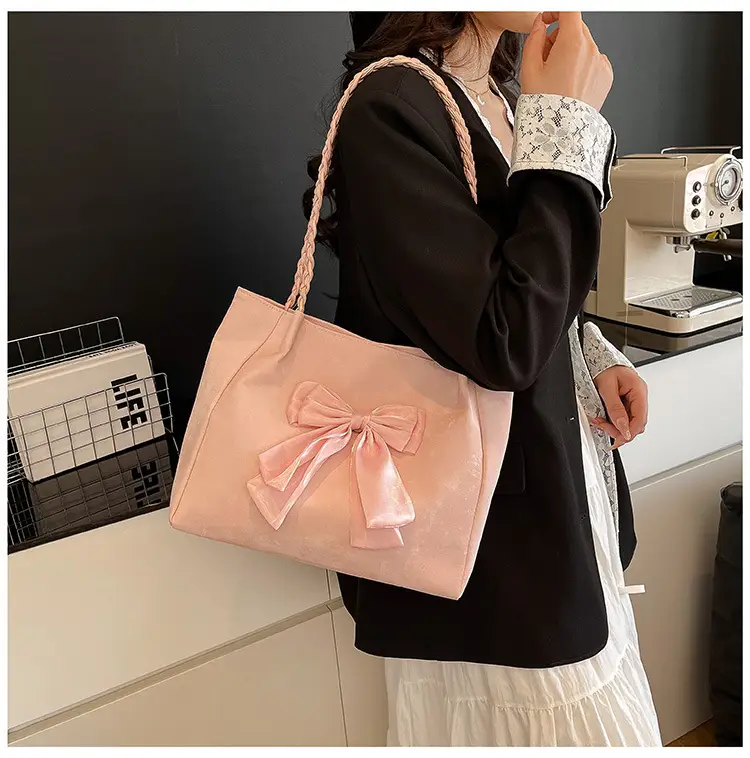 Women's Bow Contrast Shoulder Bag 2025 Trendy Casual — feature 13