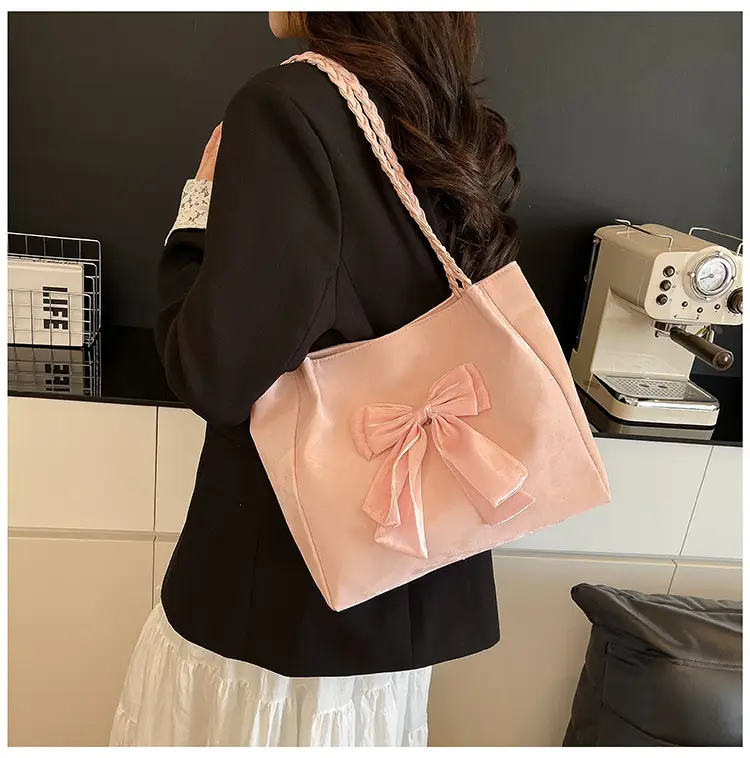 Women's Bow Contrast Shoulder Bag 2025 Trendy Casual — feature 14