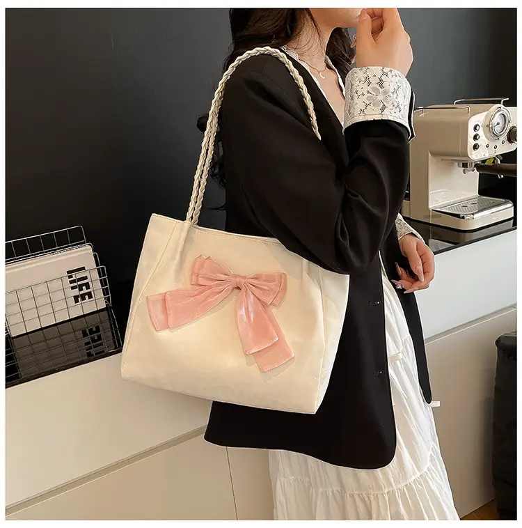 Women's Bow Contrast Shoulder Bag 2025 Trendy Casual — feature 15