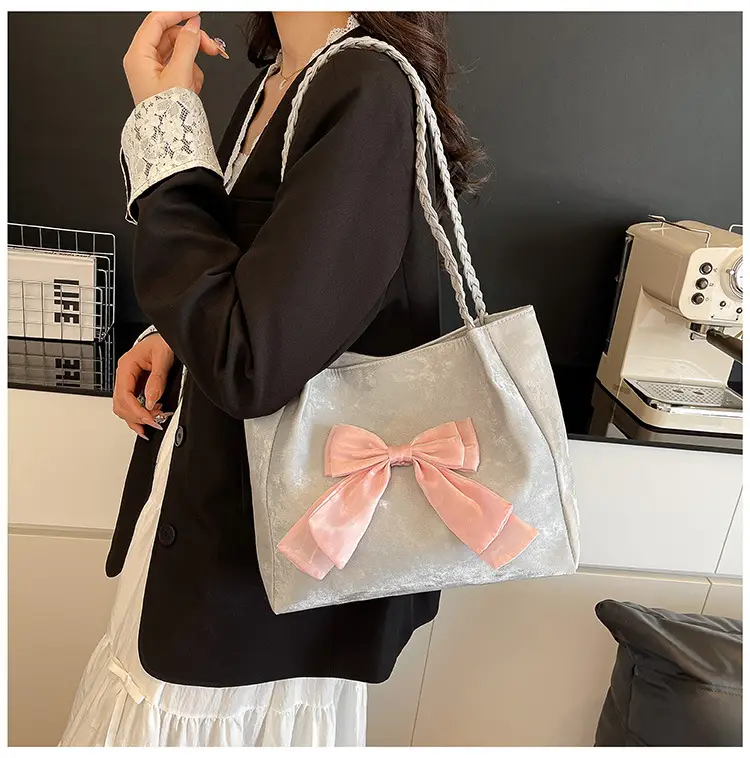 Women's Bow Contrast Shoulder Bag 2025 Trendy Casual — feature 18