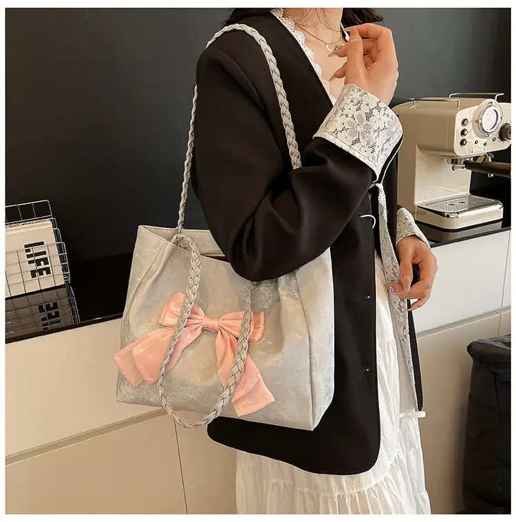 Women's Bow Contrast Shoulder Bag 2025 Trendy Casual — feature 20