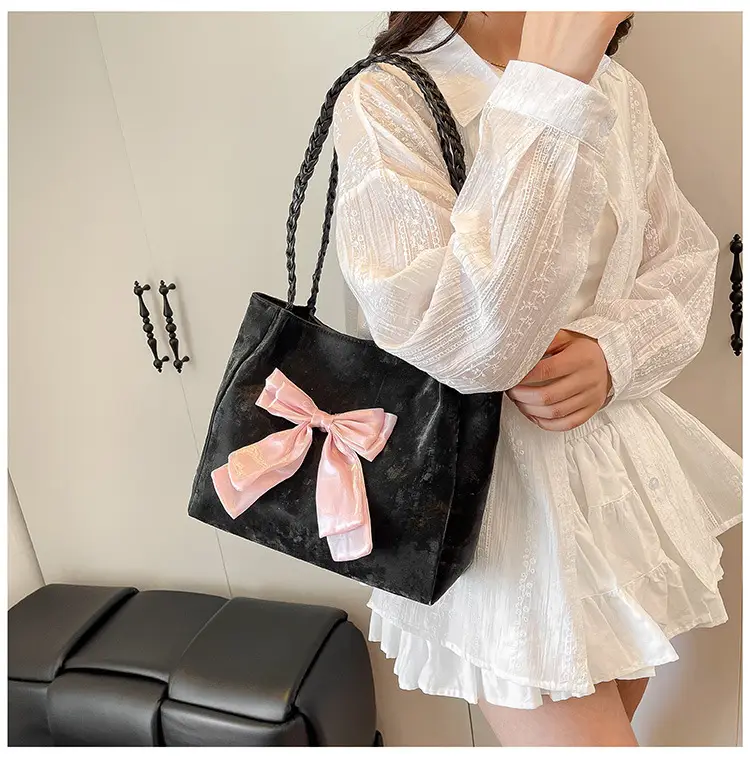 Women's Bow Contrast Shoulder Bag 2025 Trendy Casual — feature 21