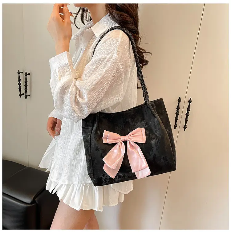 Women's Bow Contrast Shoulder Bag 2025 Trendy Casual — feature 22
