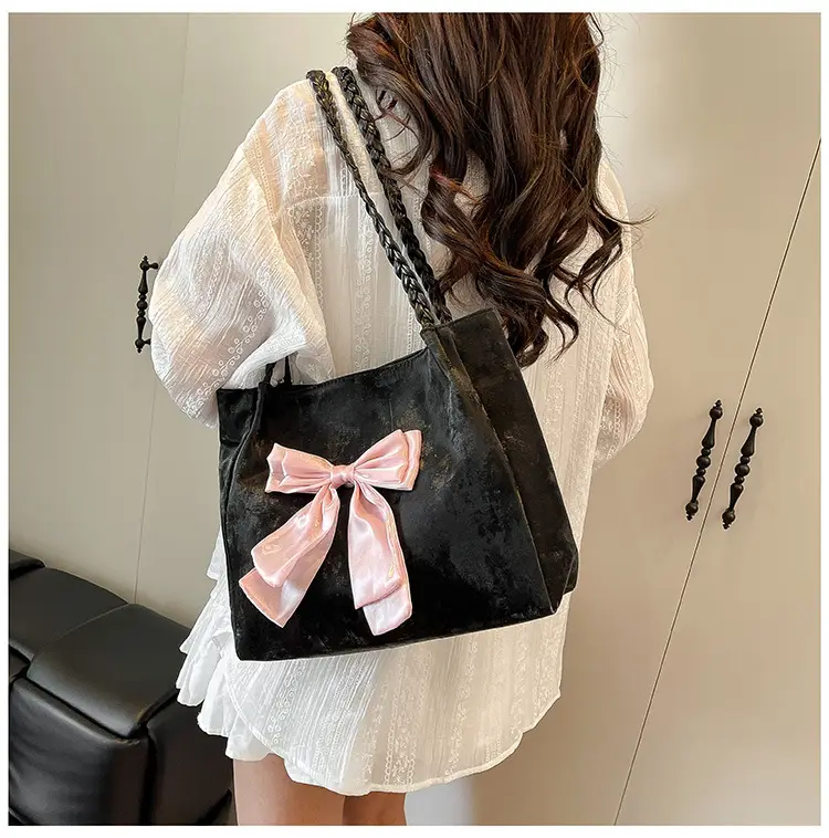 Women's Bow Contrast Shoulder Bag 2025 Trendy Casual — feature 23