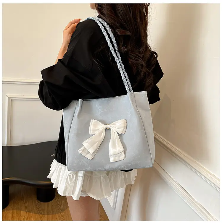 Women's Bow Contrast Shoulder Bag 2025 Trendy Casual — feature 24