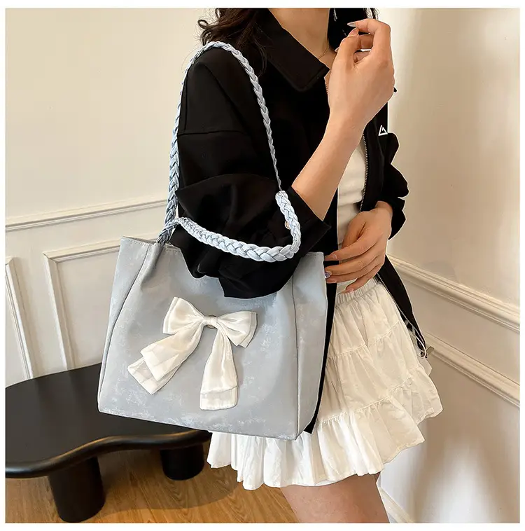 Women's Bow Contrast Shoulder Bag 2025 Trendy Casual — feature 26