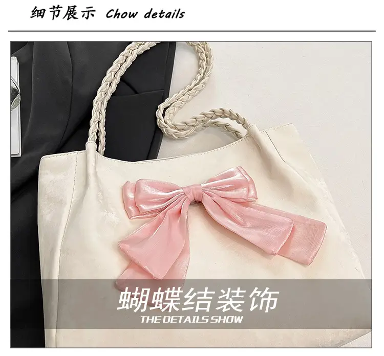 Women's Bow Contrast Shoulder Bag 2025 Trendy Casual — feature 4