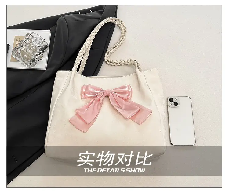Women's Bow Contrast Shoulder Bag 2025 Trendy Casual — feature 7