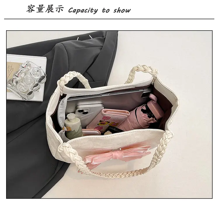 Women's Bow Contrast Shoulder Bag 2025 Trendy Casual — feature 8