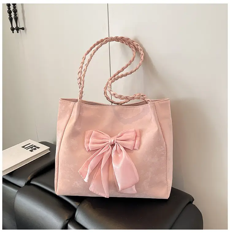 Women's Bow Contrast Shoulder Bag 2025 Trendy Casual - Image 4