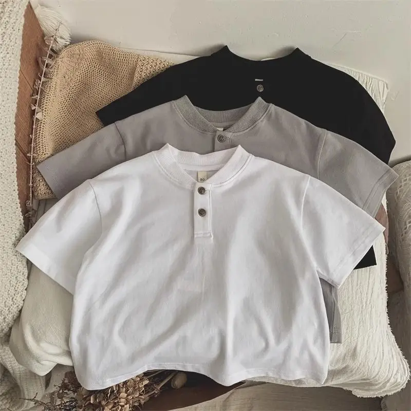 Boys White Short Sleeve Polo Shirt Summer 2025 Kids