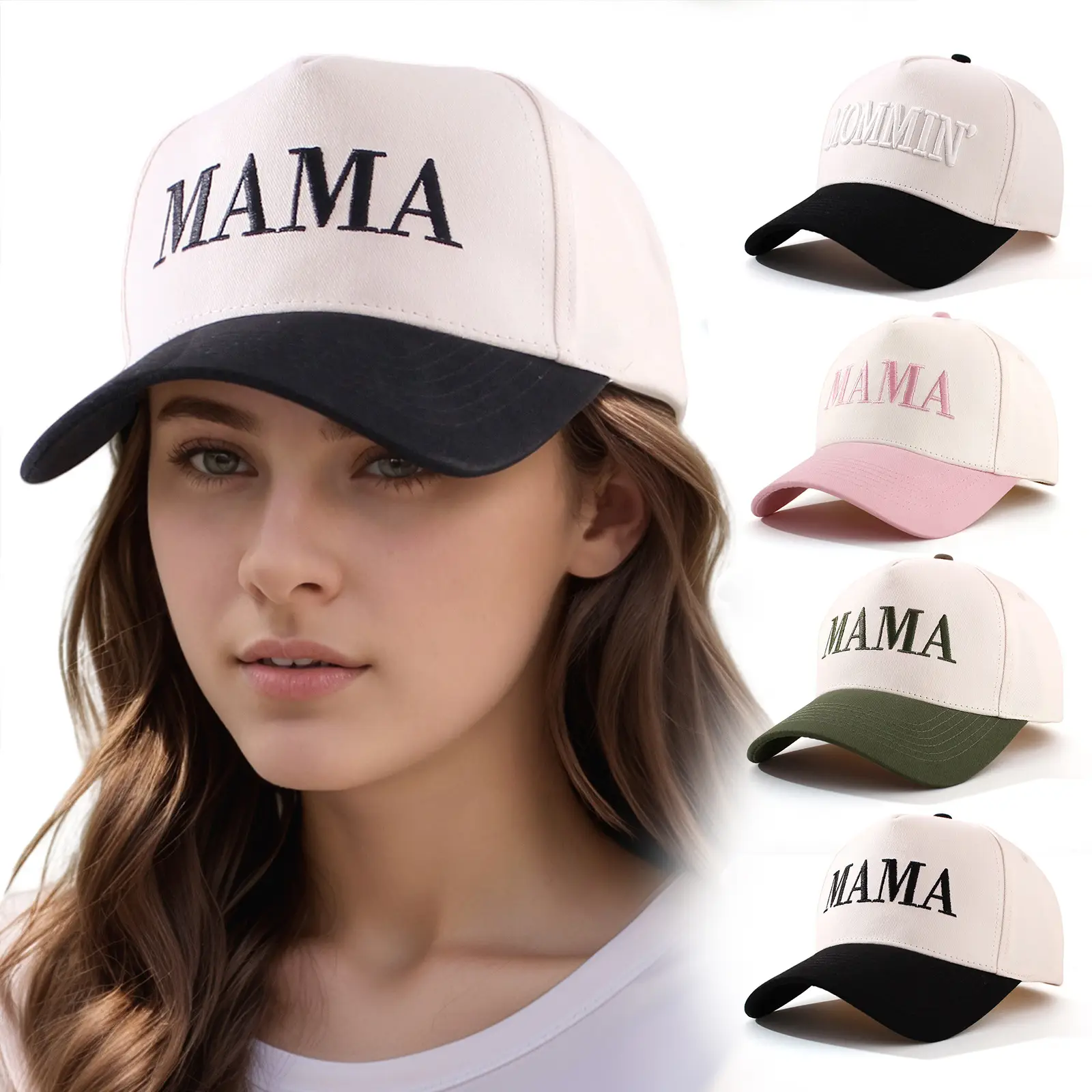 MAMA Embroidered Pink Baseball Cap
