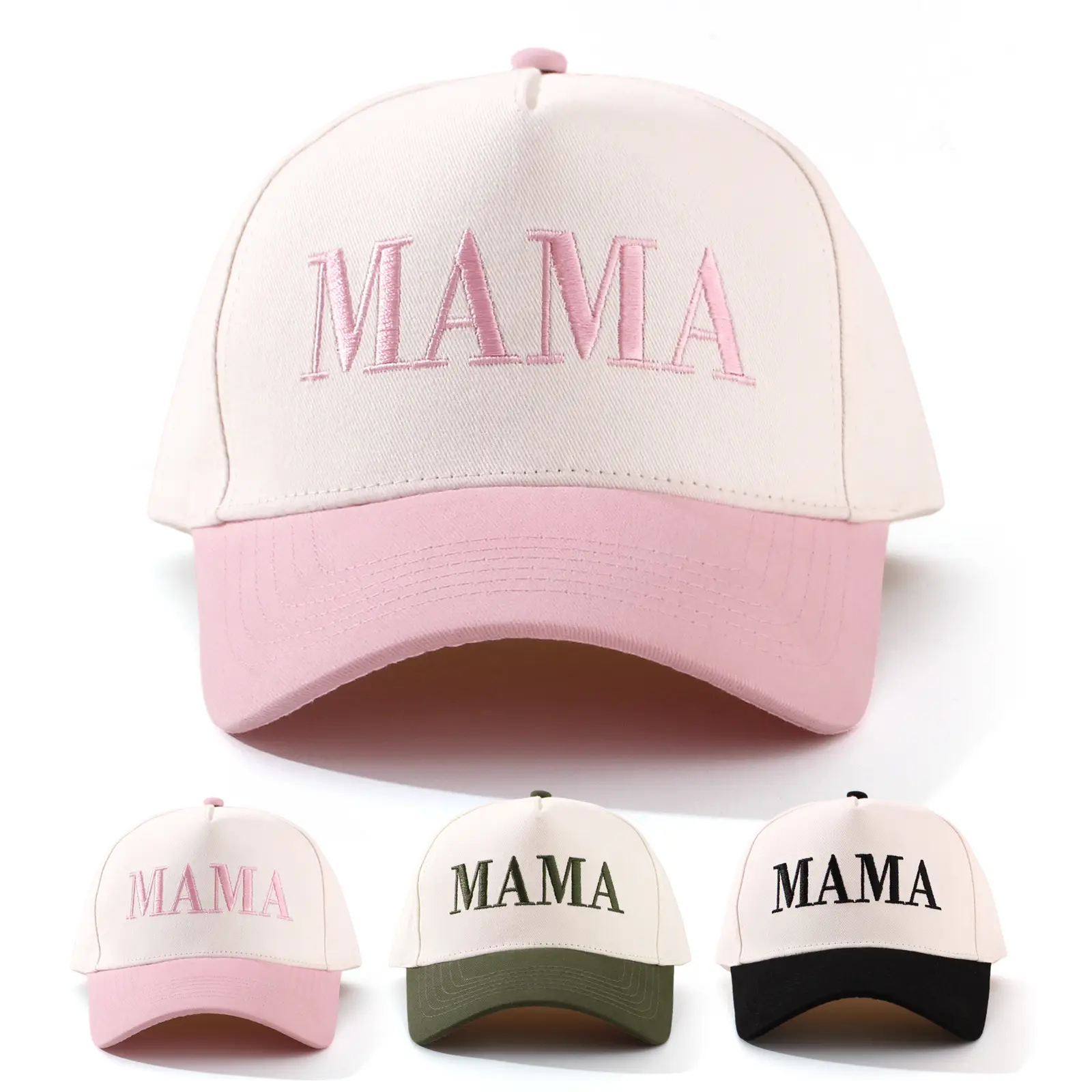 MAMA Embroidered Pink Baseball Cap