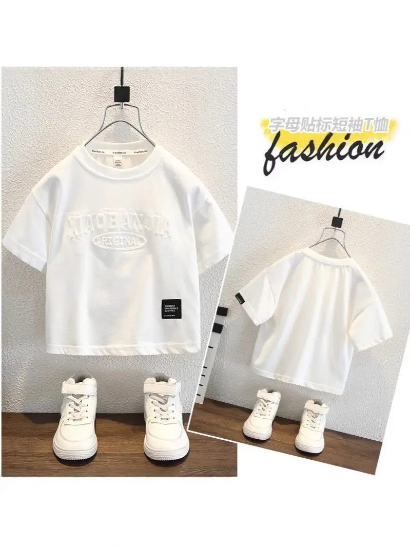 White 2026 Kids T-Shirt Short Sleeve Round Neck Boys - Image 2