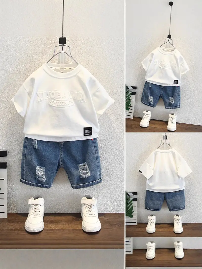 White 2026 Kids T-Shirt Short Sleeve Round Neck Boys - Image 3
