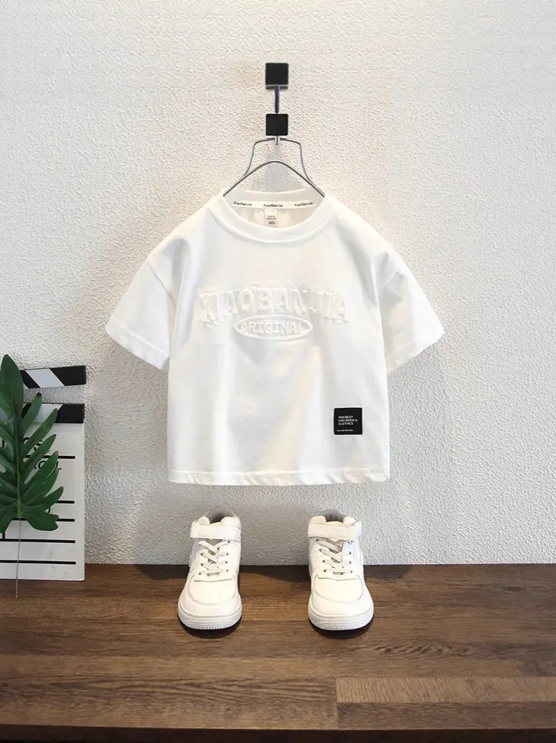 White 2026 Kids T-Shirt Short Sleeve Round Neck Boys - Image 5