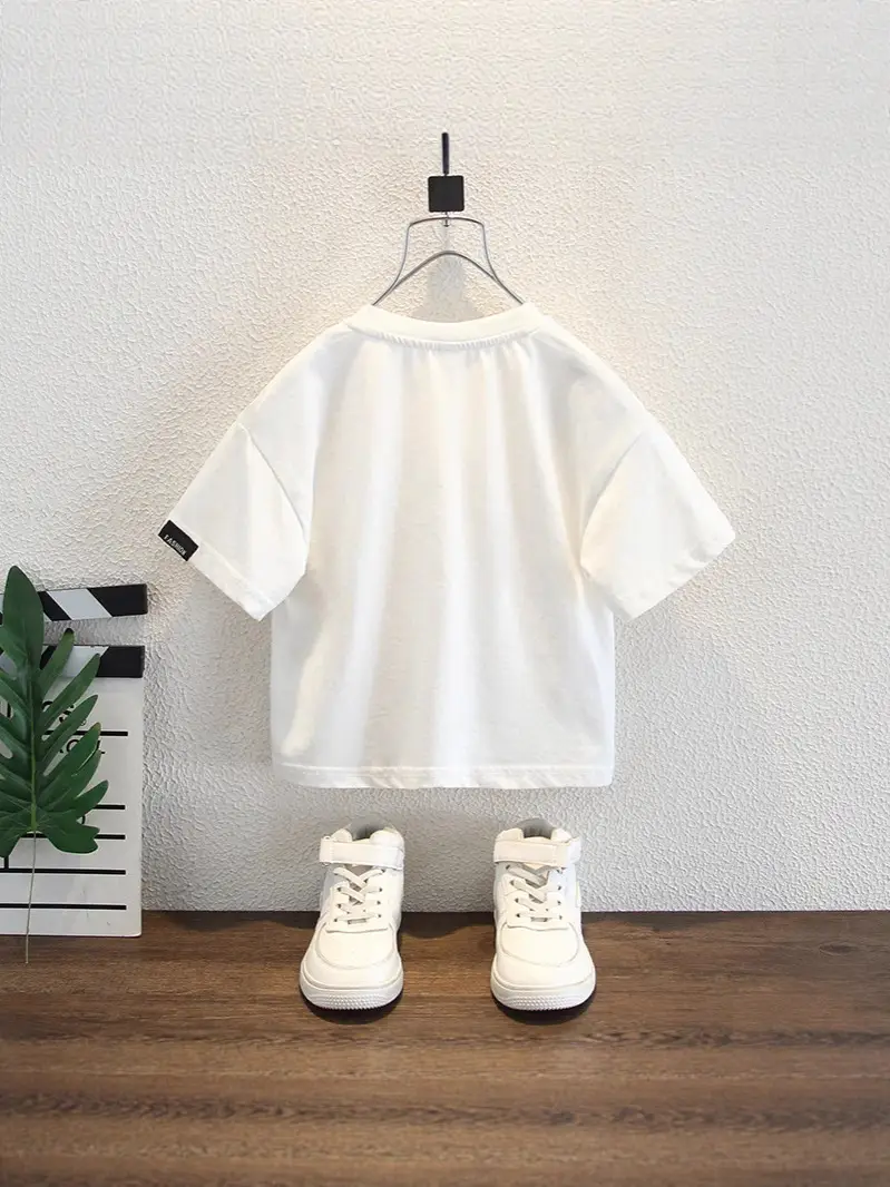 White 2026 Kids T-Shirt Short Sleeve Round Neck Boys - Image 6