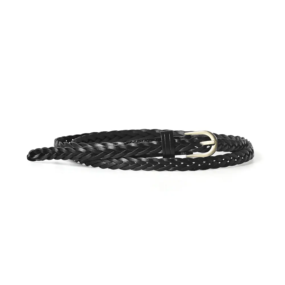 Black Braided Belt with Buckle for Women - Image 8