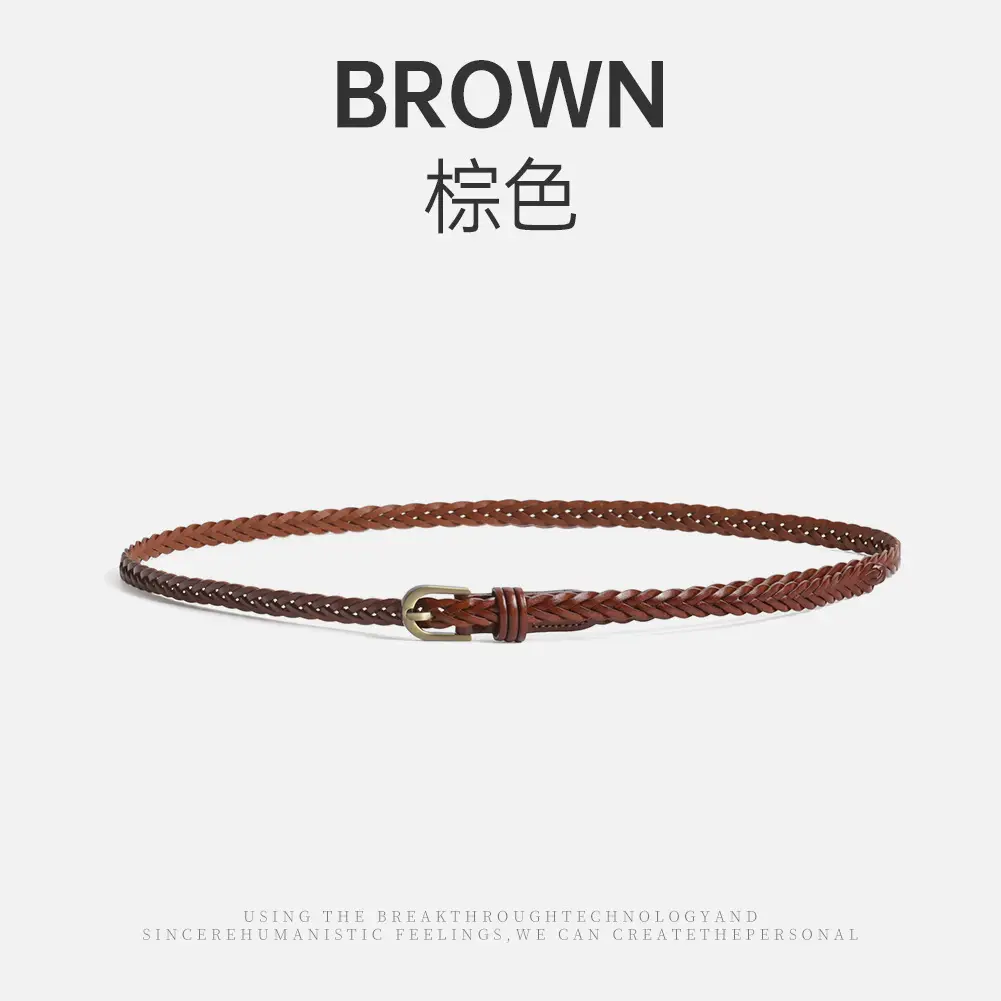 Black Braided Belt with Buckle for Women - Image 5