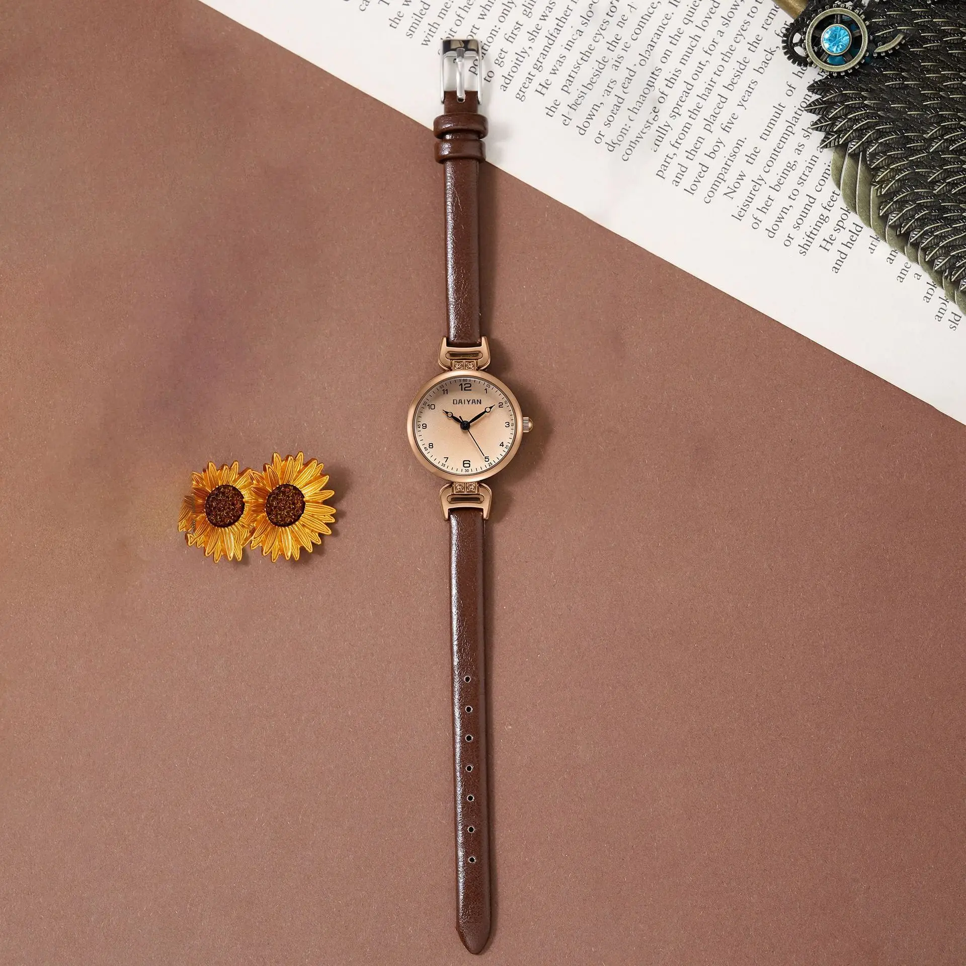 Vintage British Style Women's Watch K310 Brown Leather - Image 4